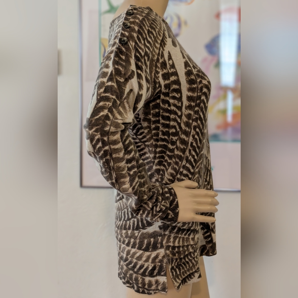 Ralph Lauren Silk & Cashmere Blend Scoop Neck Feather Design Sweater Small - Picture 4 of 8